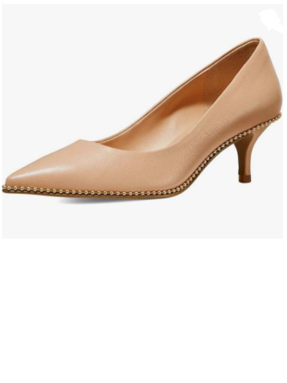 XYD Nude Pumps with Kitten Heels Slip On Comfort Pointed Toe Studs Around Shoes